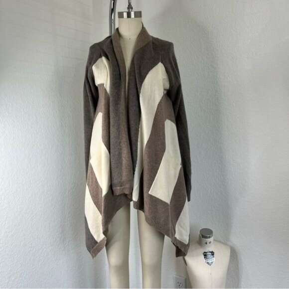 Quinn Sweaters - Quinn Cashmere Striped Cardigan Wrap